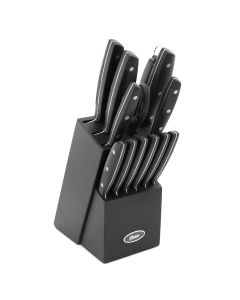 Oster Riggins 14 Piece Stainless Steel Cutlery Set with Hardwood Storage Block in Black