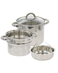 Oster Sangerfield 5 Quart Stainless Steel Pasta Pot with Steamer Insert and Basket