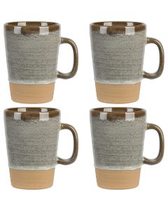 Gibson Elite Dreamweaver 4 Piece 17 Ounce Round Earthenware Mug Set in Earthy Brown