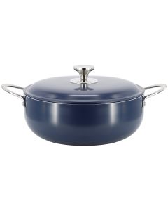 Oster Cartagena 7.4 Quart Nonstick Aluminum Caldero with Lid in Dark Blue