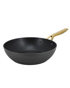 Oster Abbottsford 11 Inch Nonstick Round Aluminum Wok in Black