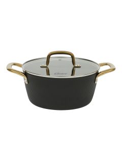 Oster Abbottsford 4.4 Quart Nonstick Aluminum Dutch Oven with Glass Lid in Black