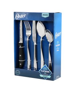 Oster Stonington 20 Piece Flatware Set with Steak Knives in Polished Stainless Steel