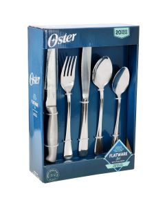 Oster Macmillan 20 Piece Stainless Steel Flatware Set with Steak Knives