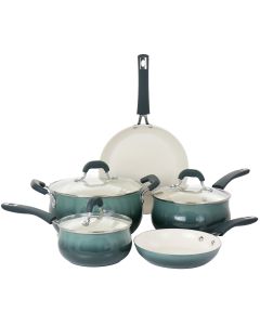 Oster Corbett 8 Piece Nonstick Aluminum Cookware Set in Blue