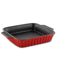 Crock-Pot Denhoff 8 in. Non-Stick Ribbed Casserole in Red