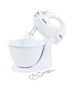 Better Chef 200 Watt Stand/Hand Mixer in White with Mixing Bowl