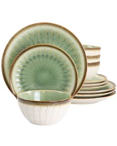 Gibson Elite Mayfair Bay 12 Piece Stoneware Dinnerware Set in Green