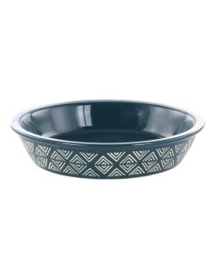 Laurie Gates 10 Inch Wax Relief Stoneware Tierra Pie Dish in Blue